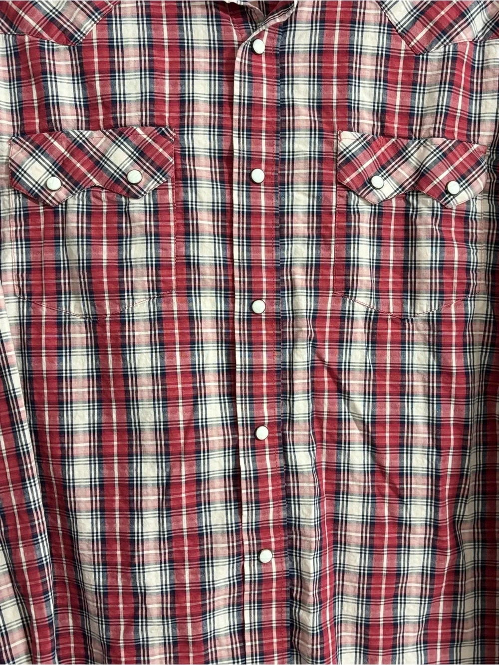 Red Ranch Long Sleeve Plaid Pearl Snap Western Shirt XL